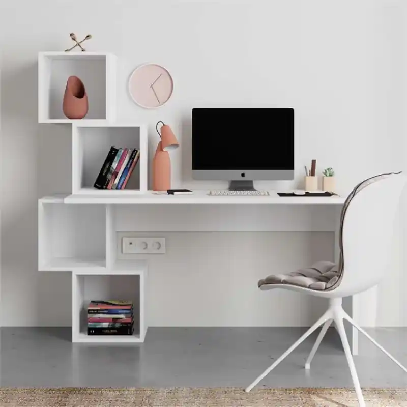 Scrivania moderna attrezzata libreria ufficio 153xH140 bianco Summer Non Perdere