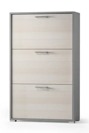 Pagamento Sicuro Scarpiera salvaspazio con tre ante a ribalta in legno larice / tessuto H 112 cm