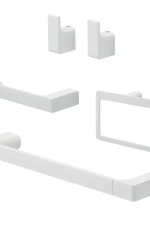 Prezzo Basso Set accessori bagno 4pz da parete in acciaio bianco Pirenei