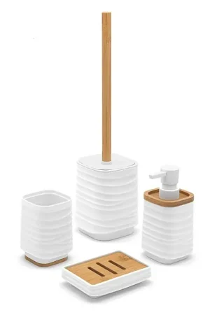 Accessori bagno in set completo da 4 pezzi in abs bianco linea Wave Occasione Imperdibile