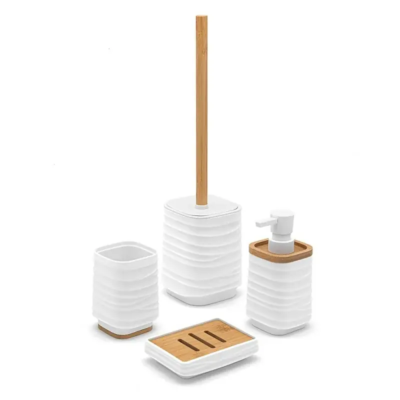 Accessori bagno in set completo da 4 pezzi in abs bianco linea Wave Occasione Imperdibile