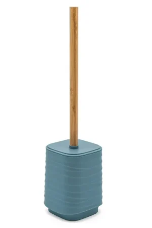 A Buon Prezzo Scopino WC da appoggio turchese cobalto in abs e bambù Wave