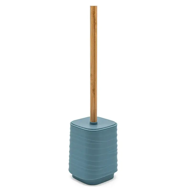 A Buon Prezzo Scopino WC da appoggio turchese cobalto in abs e bambù Wave