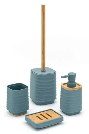 Accessori bagno in set completo da 4 pezzi in abs turchese cobalto linea Wave Offerta Del Giorno