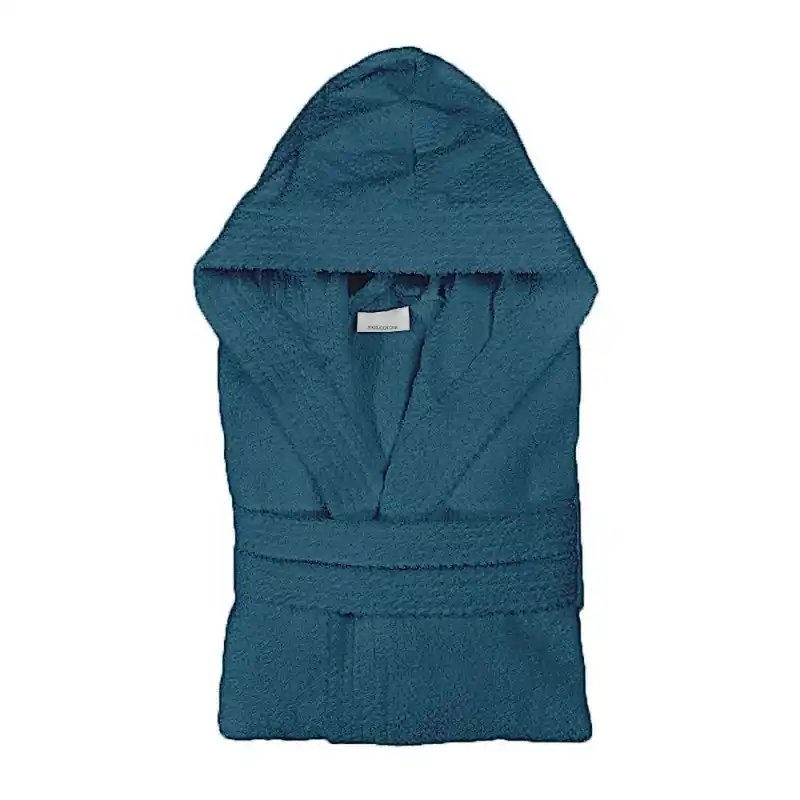 Accappatoio turchese 100% cotone taglia XL con tasche cappuccio e cintura Economico