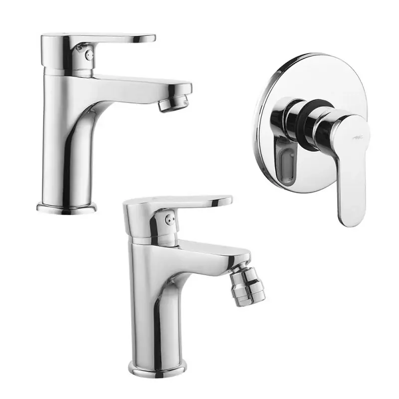 Set miscelatori lavabo bidet e doccia incasso cromati Paco con scarico Promozione
