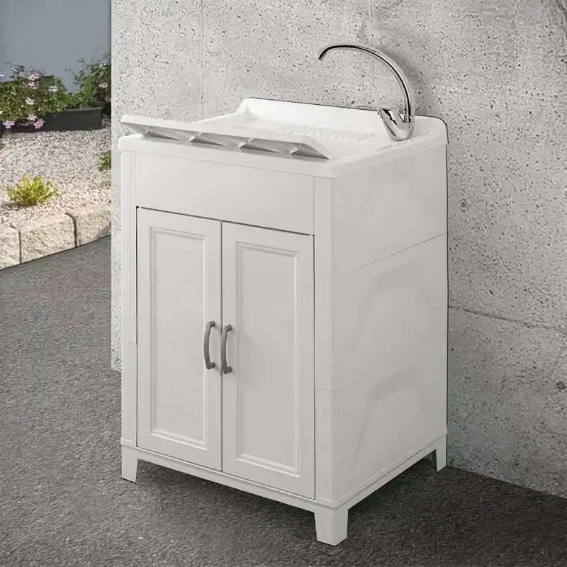 Spedito Oggi Mobile lavatoio 60x50 da esterno con vasca in resina e strofinatoio