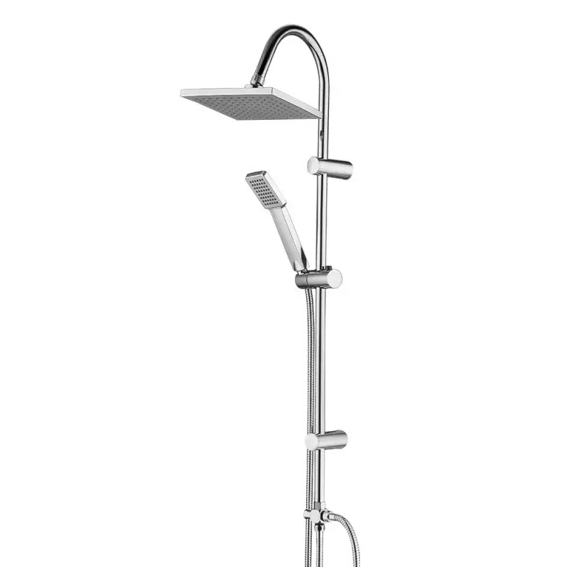 Colonna doccia acciaio cromato H 100 cm con soffione quadrato 20 cm e deviatore Non Perdere