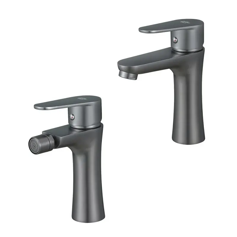 Economico Set miscelatori lavabo e bidet nichel nero satinato serie Lizzy in ottone