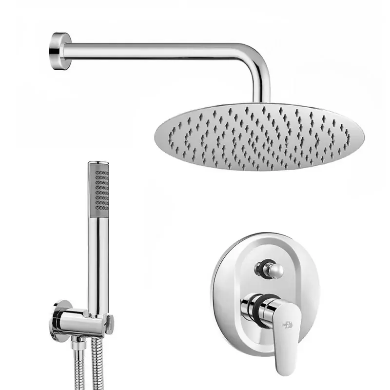 Quantità Limitata Set doccia completo tondo cromato Lizzy con soffione 20 cm e kit doccia incasso
