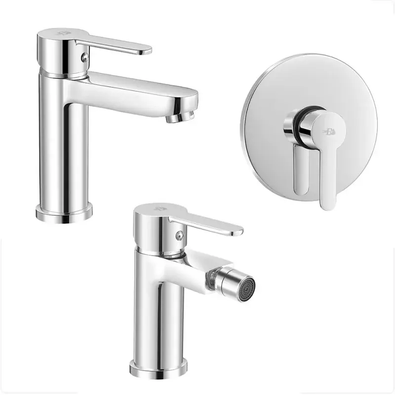 Occasione Set miscelatori lavabo bidet e doccia incasso Iole cromati scarico incluso