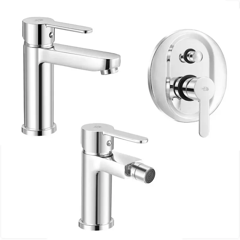 Prezzo Ridotto Set miscelatori lavabo bidet doccia con deviatore Iole in ottone cromato