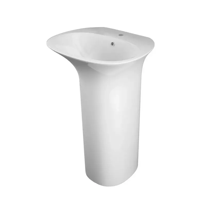 Direttamente Dal Produttore Lavandino freestanding bianco in ceramica Sensation con foro miscelatore