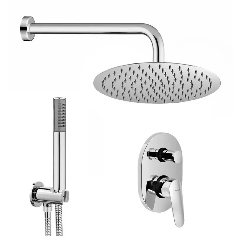 Set doccia cromato Nobili Hof con soffione tondo 25 cm, kit doccia e miscelatore Vendita Finale
