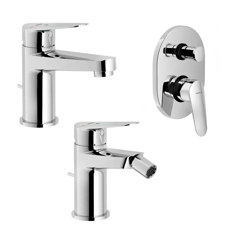 Novità Set miscelatori lavabo bidet e doccia incasso con deviatore Nobili Blues cromati a risparmio idrico