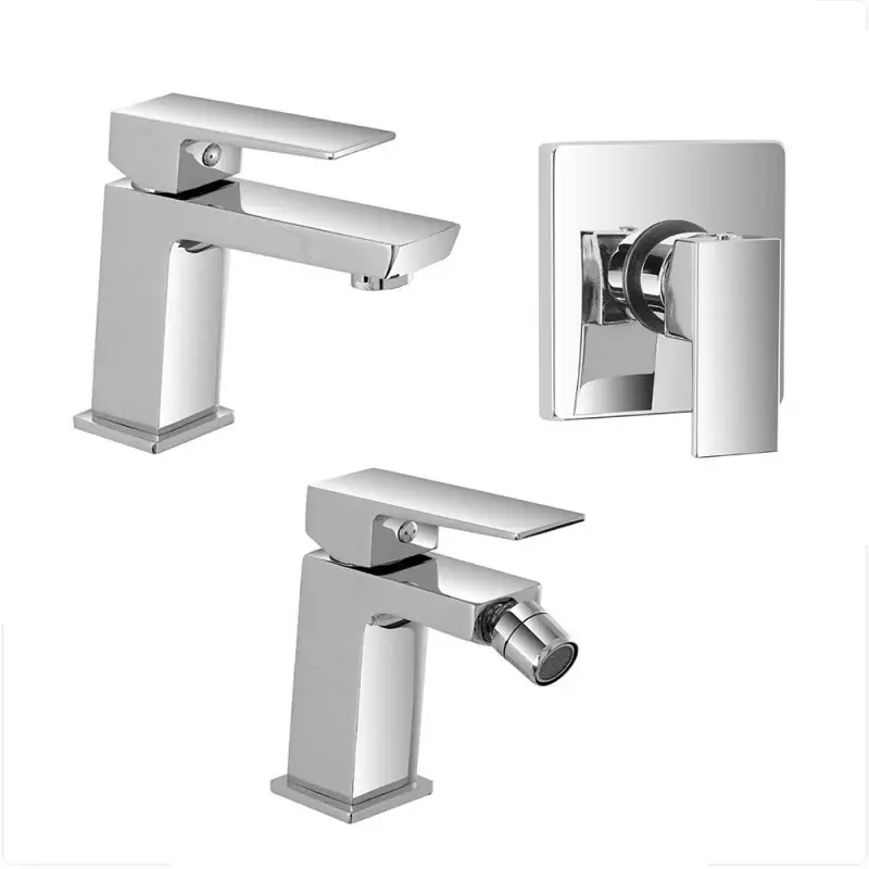 Set miscelatori lavabo bidet e doccia a incasso cromo lucido Kubo Spedito Oggi