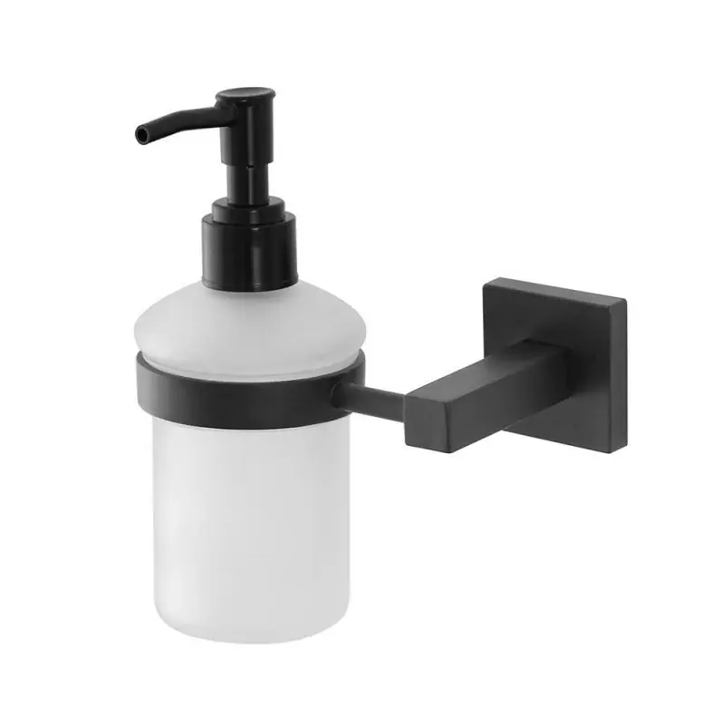 Acquista Ora Dispenser sapone liquido in acciaio nero opaco e vetro satinato a parete Levante