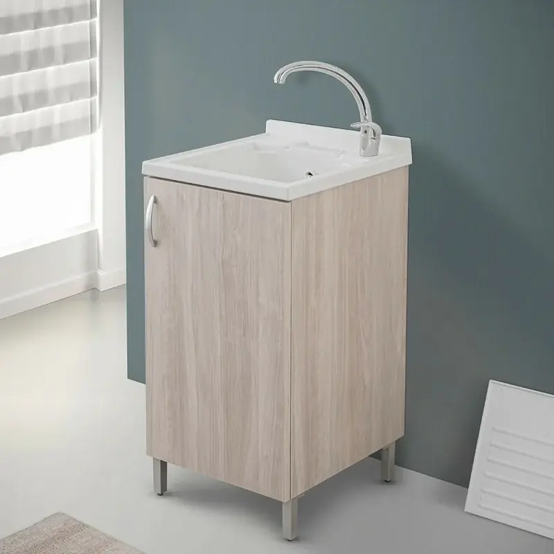 Subito Disponibile Mobile lavatoio 45 olmo con vasca in resina e strofinatoio