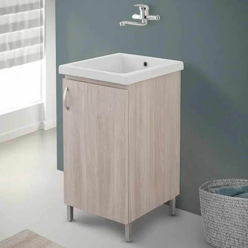 Mobile lavatoio 45x50 in ceramica con strofinatoio finitura olmo Spedizione Espresso