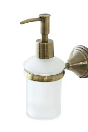 A Buon Prezzo Porta dispenser sapone liquido da muro in acciaio finitura bronzo kit fissaggio incluso Iris