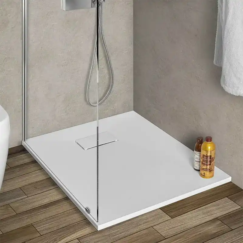 Piatto doccia 70x70 cm bianco effetto pietra in resina riducibile Agorà Must-Have