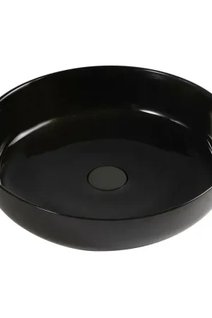 A Buon Prezzo Lavabo da appoggio tondo 33 cm nero lucido in ceramica Zelos