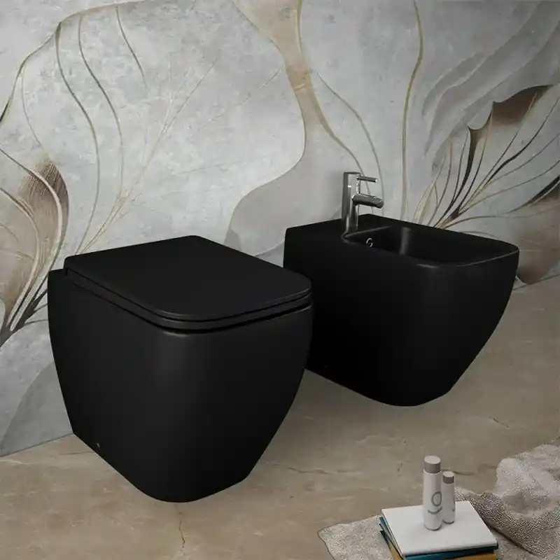 Soddisfatti O Rimborsati Sanitari filomuro nero opaco Rimless Rak serie Metropolitan copriwc soft-close