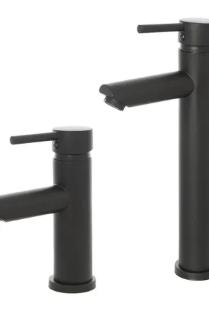 A Buon Prezzo Set miscelatori lavabo alto e bidet nero opaco con piletta click clack York