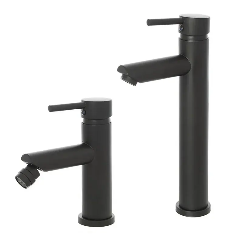 A Buon Prezzo Set miscelatori lavabo alto e bidet nero opaco con piletta click clack York