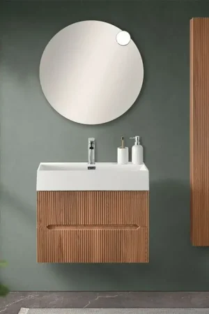 A Buon Prezzo Mobile bagno sospeso cannettato 70 cm noce canaletto con specchio Bali