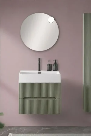 Acquista Ora Mobiletto bagno sospeso cannettato 60 cm verde con lavabo Bali