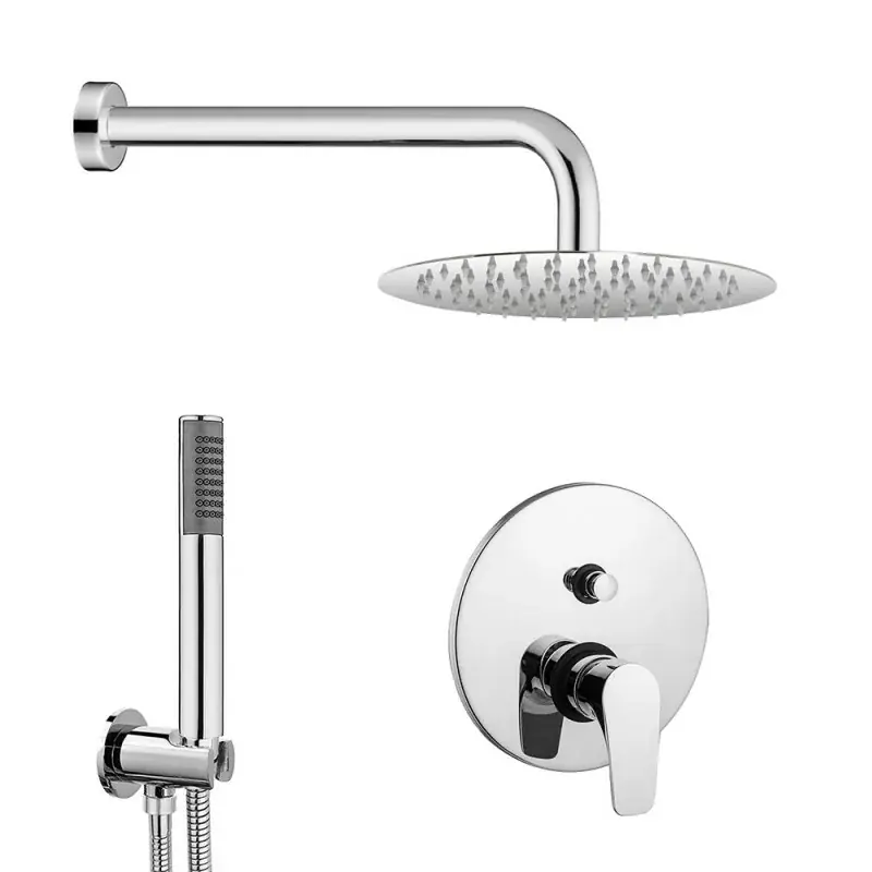 Set doccia incasso Paffoni Lime con soffione tondo inox 30 e kit doccia Esclusivo