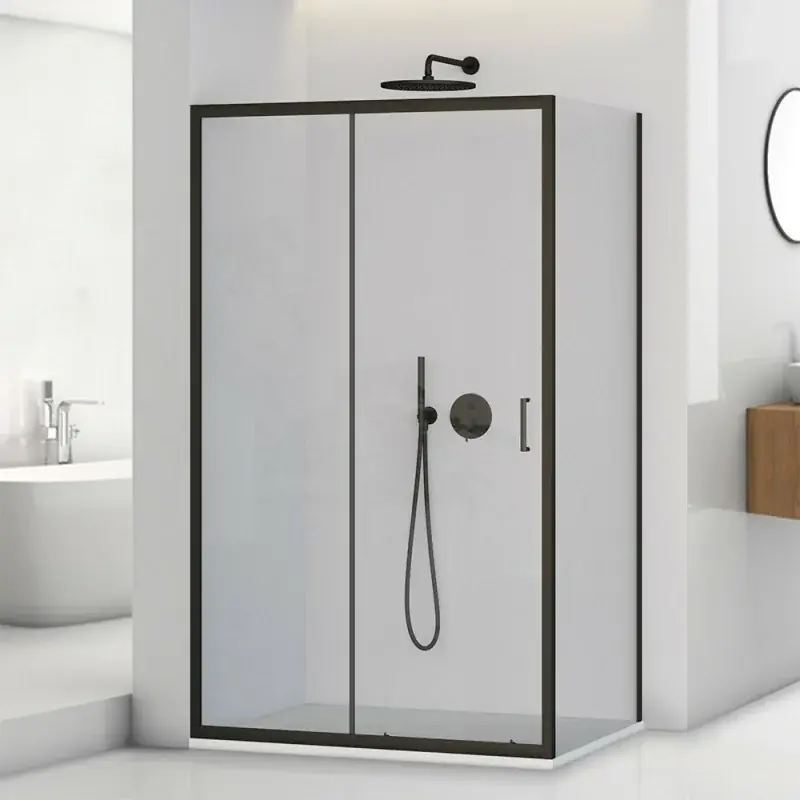 Box doccia angolare 80x120 cm scorrevole con profilo nero opaco Tay Ultima Occasione