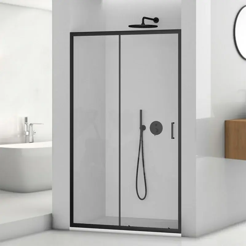 Porta doccia nicchia 120 cm nero opaco con vetro scorrevole Tay Nuova Collezione
