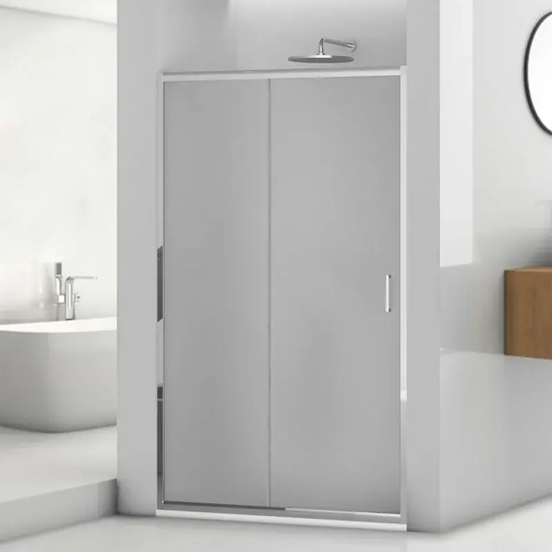 Vendita Finale Porta doccia nicchia 150 cm cromato scorrevole con vetro stampato Tay
