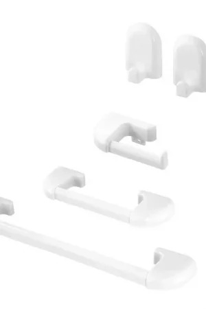 Set accessori a muro 5 pezzi in ABS bianco con doppio fissaggio Gioia Sconto