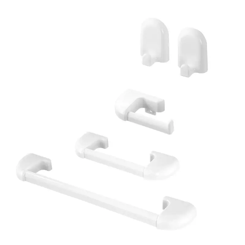Set accessori a muro 5 pezzi in ABS bianco con doppio fissaggio Gioia Sconto