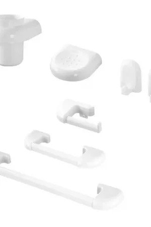 Direttamente Dal Produttore Set accessori a muro 7 pezzi in ABS bianco con doppio fissaggio Gioia