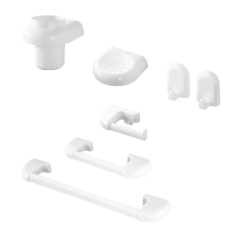 Direttamente Dal Produttore Set accessori a muro 7 pezzi in ABS bianco con doppio fissaggio Gioia