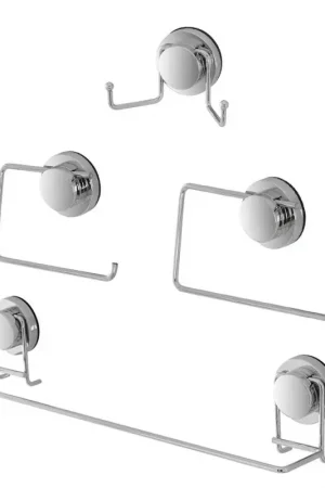 Occasione Set accessori a muro 4 pezzi in acciaio fissaggio con ventosa Dinamik