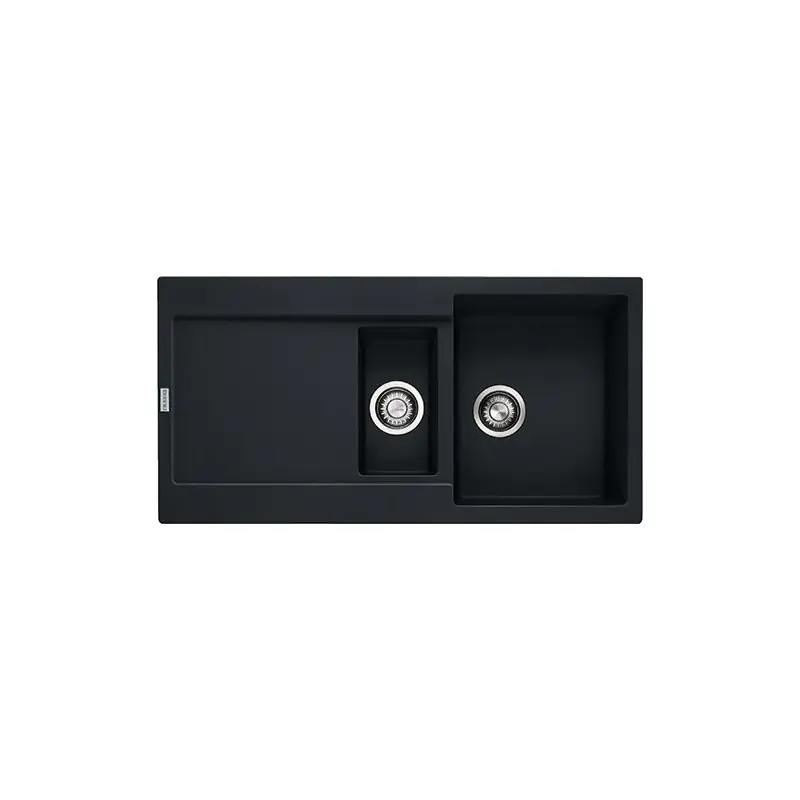 Saldi Franke Lavello una vasca con vaschetta e gocciolatoio Maris MRG 651 114.0630.885 finitura fragranite black matt da 97x50 cm