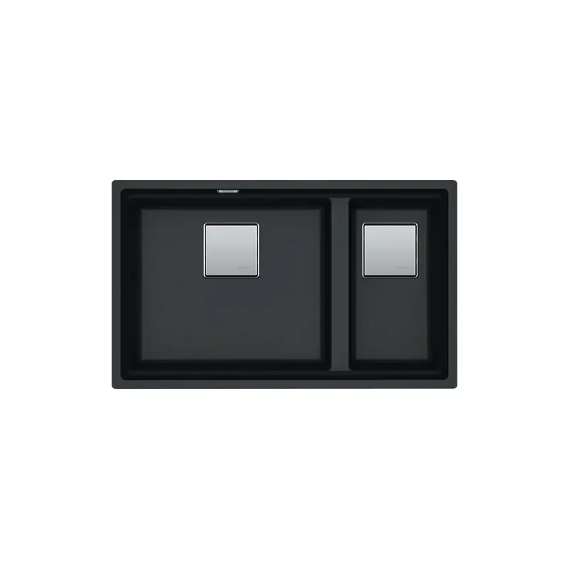 Prezzo Basso Franke Lavello due vasche Vasche Kubus 2 Sottotop KNG 120 125.0529.871 finitura fragranite nero da 72x42 cm