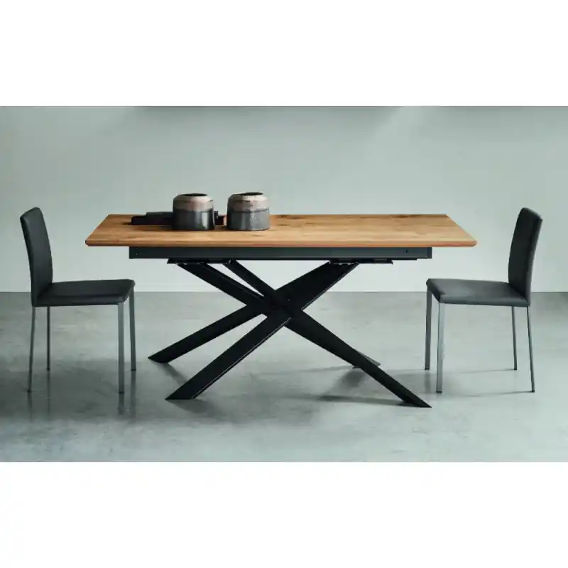 Maronese Acf Tavolo allungabile FIX con struttura in metallo e piano in legno da L.160(260) cm - Con 2 allunghe laterali Promozione