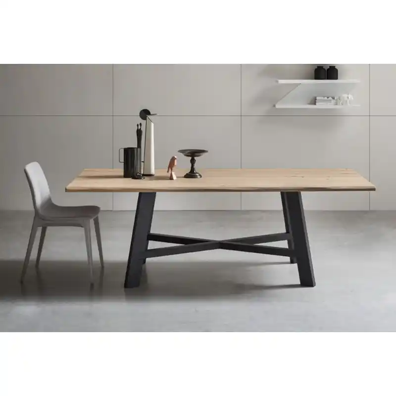 Maronese Acf Tavolo fisso TAIGA con struttura in metallo e piano in legno da L.220 cm Subito Disponibile