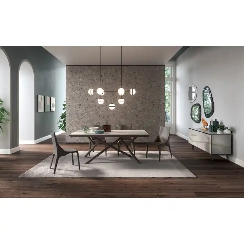 Acquista Ora Ozzio Tavolo allungabile Random art. T251 con struttura in metallo e piano a scelta da 170x90 cm - Con allunghe interne