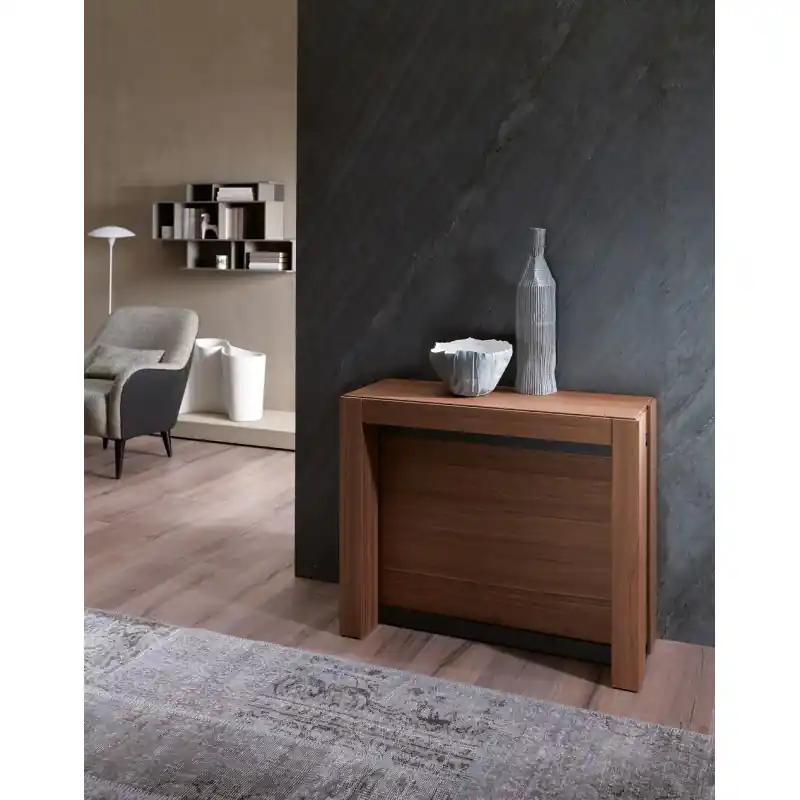 Ozzio Consolle allungabile A4 art. T021 con struttura in metallo e piano in legno da 85x35 cm - Con 4 allunghe interne Esclusivo
