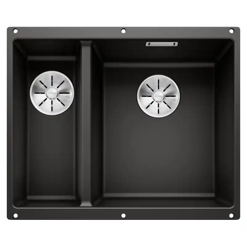 Spedizione Espresso PRONTA CONSEGNA - Blanco Lavello una vasca DX con vaschetta SUBLINE 340/160-U 1525986 finitura nero da 55.5x46 cm - Sottotop