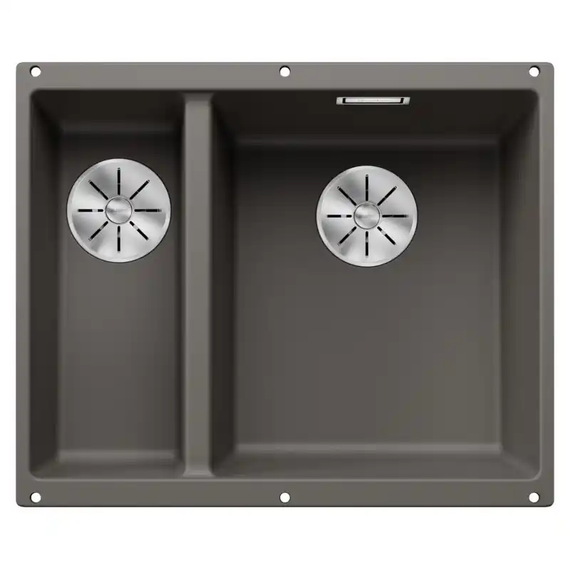 Blanco Lavello una vasca DX con vaschetta SUBLINE 340/160-U 1527346 finitura grigio vulcano da 55.5x46 cm - Sottotop Must-Have