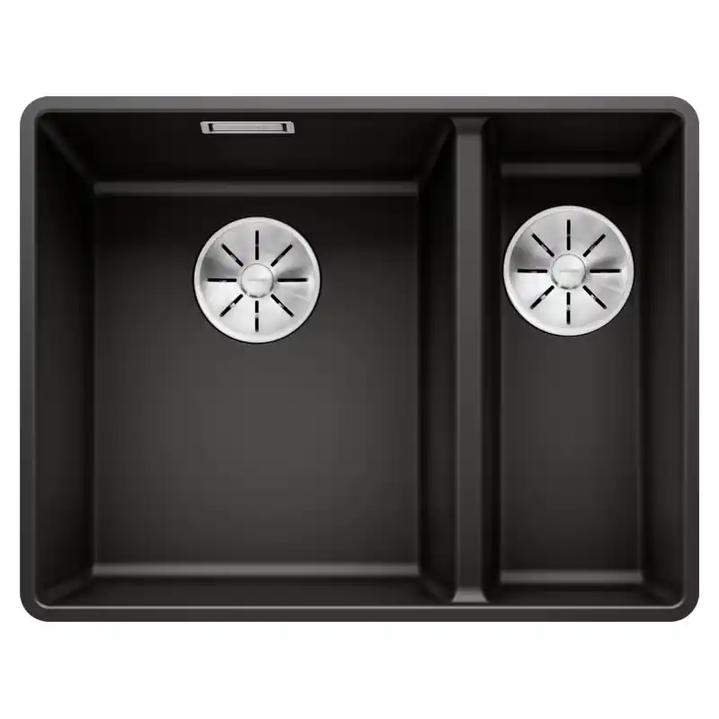 Blanco Lavello una vasca SX con vaschetta SUBLINE 340/160-F 1525984 finitura nero da 55.2x42.7 cm - Filotop Occasione Imperdibile