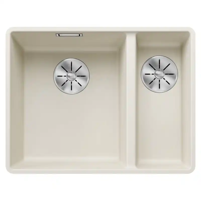 Blanco Lavello una vasca SX con vaschetta SUBLINE 340/160-F 1527161 finitura soft white da 55.2x42.7 cm - Filotop Promozione